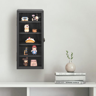 Présentoir de collection mural en bois 5 tablettes