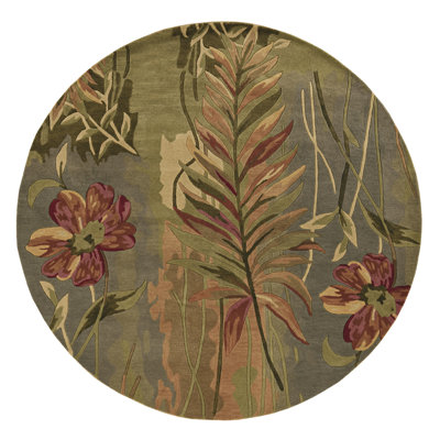 Tapis rouge / vert / gris en laine touffeté à la main Murray