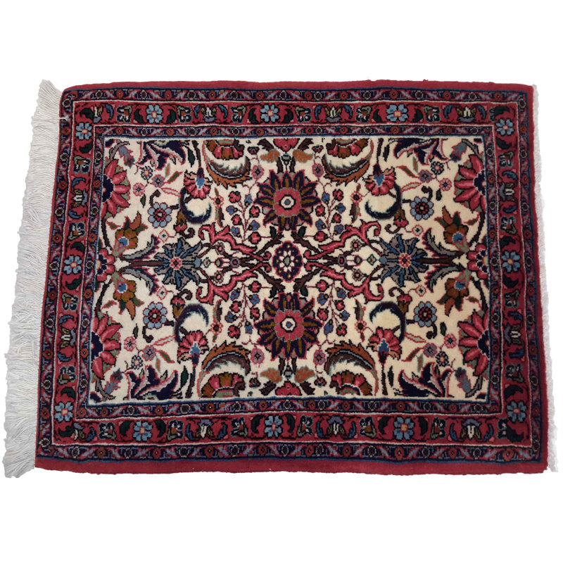 Tapis oriental en laine / coton ivoire / rouille / bleu marine 1 pi 9 po x 2 pi 2 po Rimondi