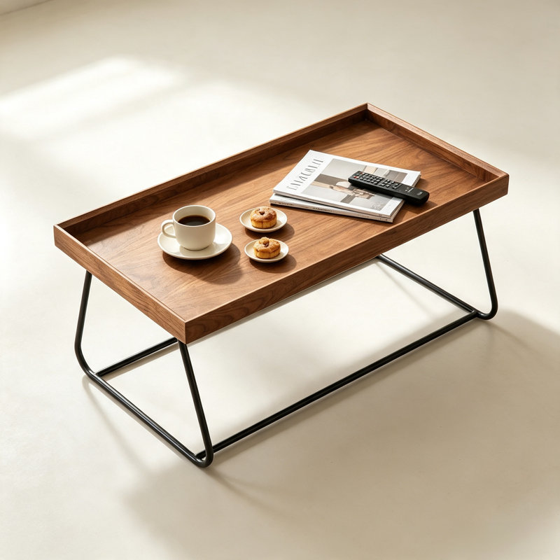 40. Table basse moderne en placage de noyer de 16 pouces