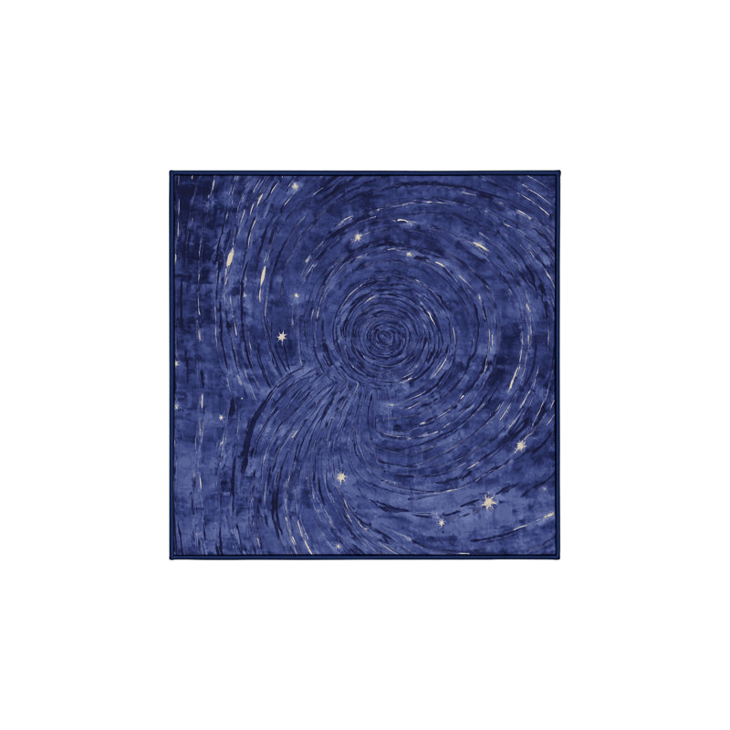 Machine Washable Blue Area Rug, Square 7'