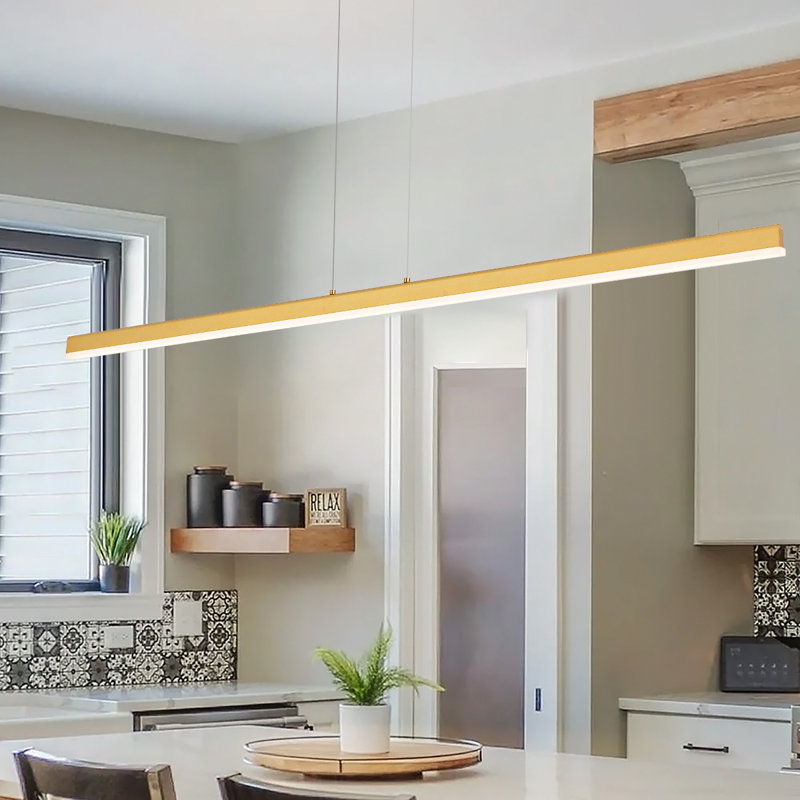 Luminaire suspendu linéaire à 1 lumière pour îlot de cuisine Berthelot Minensen, Doré