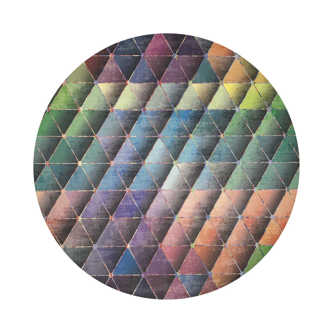 Triage Multi Vegan Leather Round Pebble Placemat (Set of 4) Nicolette Mayer