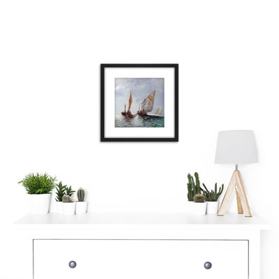 Fishing Boats Coast Seascape by Leontine Von Littrow - Single Picture Frame Print