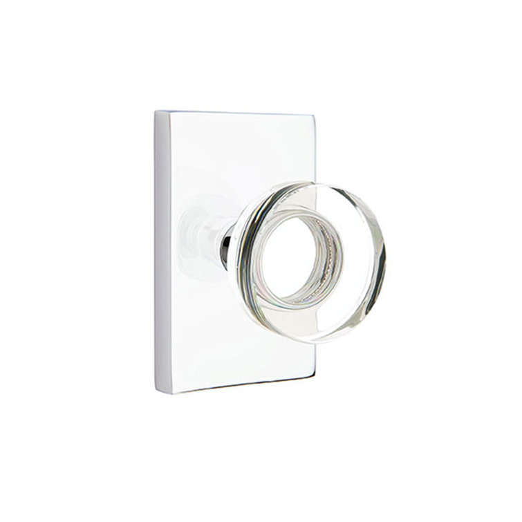Privacy Modern Disc Crystal Knob with Modern Rectangular Rose