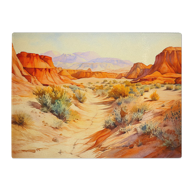 Desert Watercolour  Glass Chopping Board