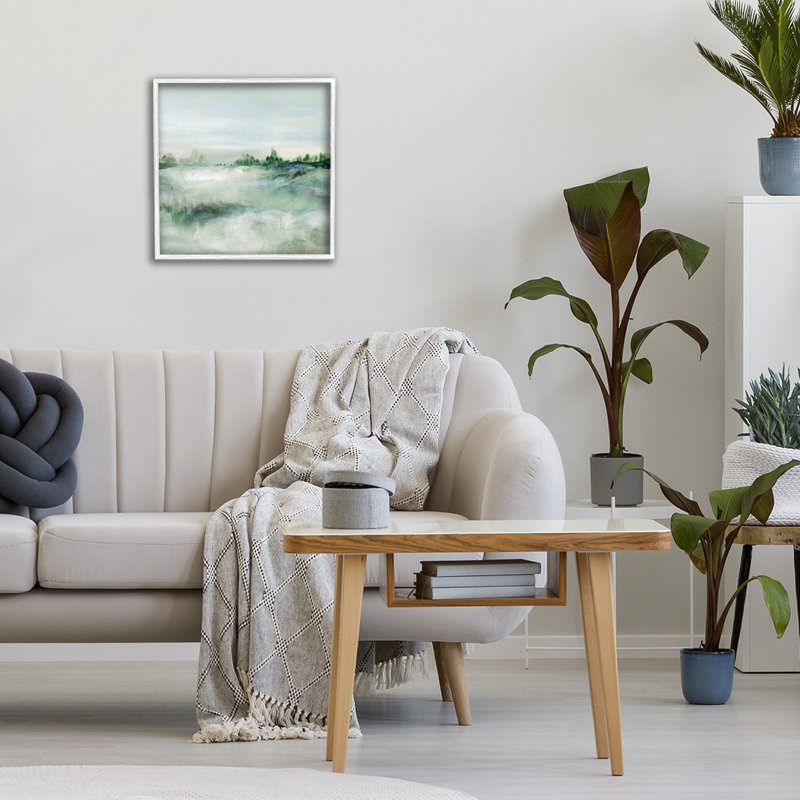 Giclée lointaine encadrée, design par Carol Robinson, Giclée encadrée blanc bord de mer, 12" H x 12" W