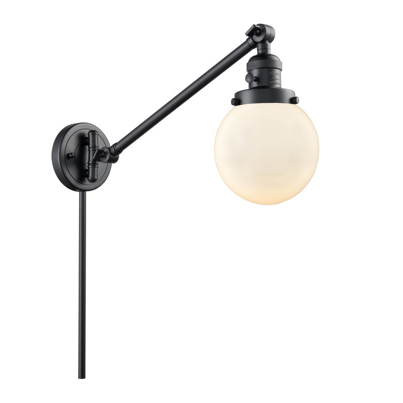 Lampe murale avec bras pivotant 6 po Shauna Beacon, Blanc mat, Incandescente, Noir mat
