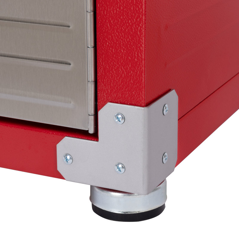Red and Silver Lockable Extra-Wide Storage Cabinet with Adjustable Shelving