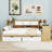2 Drawers Wood Daybed with Built-in-Desk and Bookcase-357420674-357420732