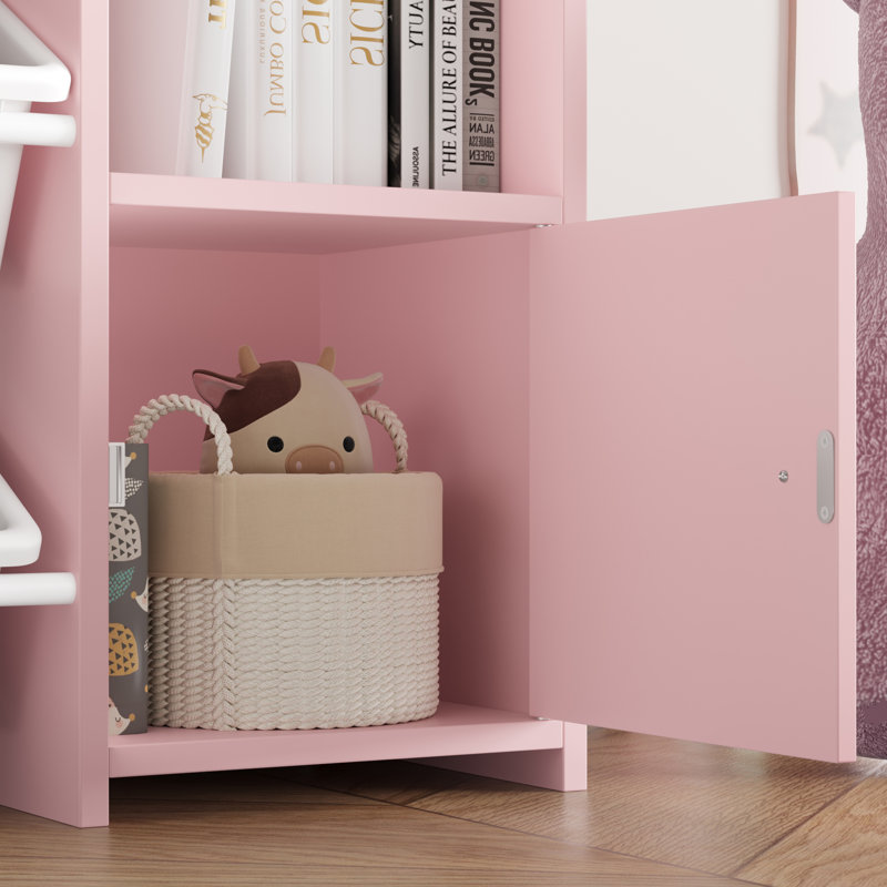 Lafon Manufactured Wood Toy Organizer with Bins, Pink/White