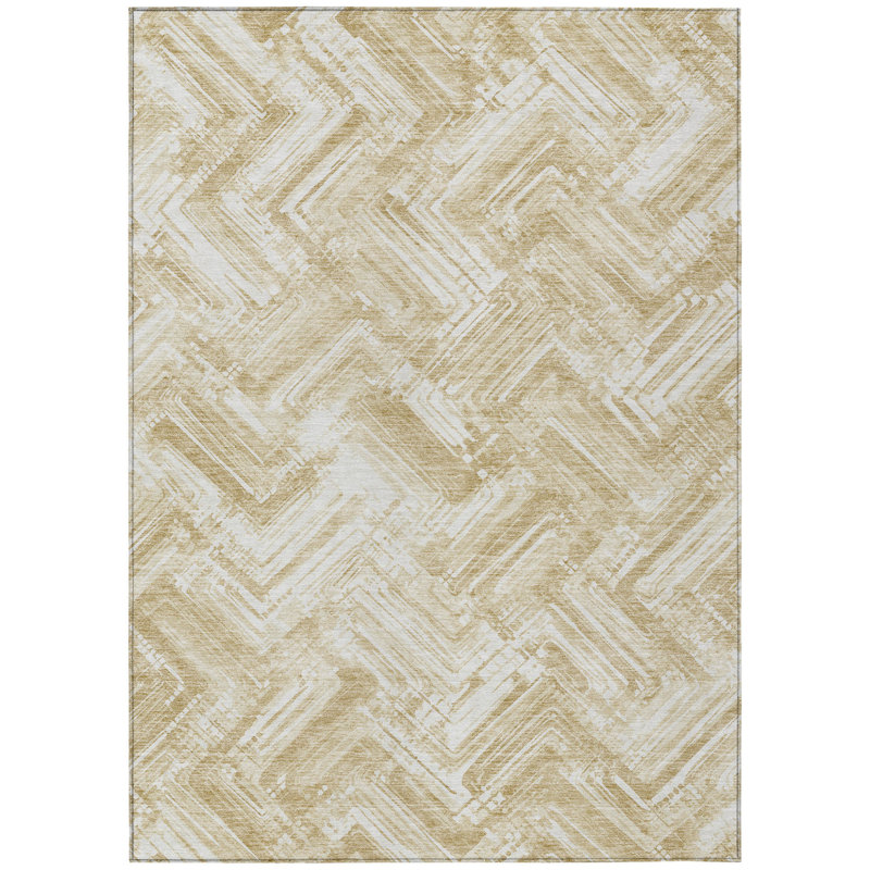 Tapis extérieur lavable beige, ivoire et ivoire 3 pi x 5 pi