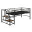 Maximisez l'espace au sol avec un lit mezzanine simple, des escaliers de rangement intégrés et une structure en métal robuste-117562391
