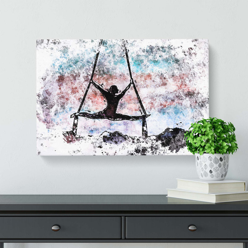 Aerialist Gymnastics At Sunset In Abstract - Wrapped Canvas Painting, 50 cm H x 76 cm W
