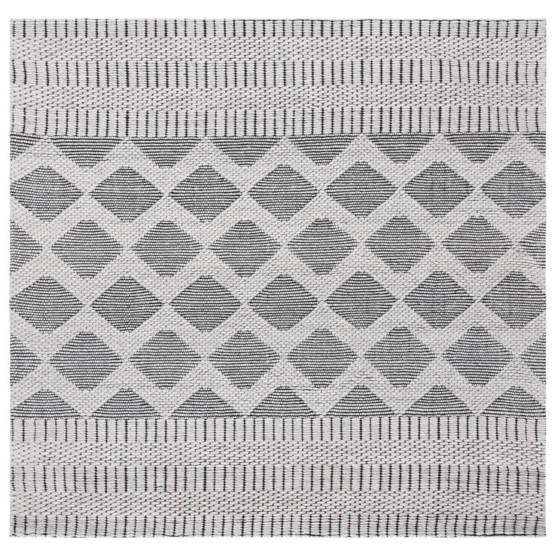 Tapis géométrique en laine / coton tissé à la main Allyx, Carré 6 pi