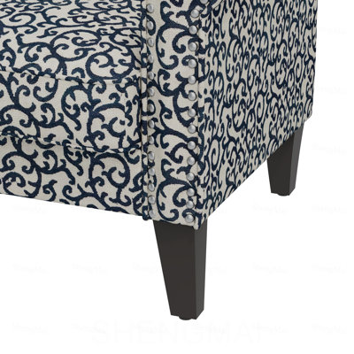 Chaise d'appoint à motif de vigne bouclée noire avec pieds en bois massif brun foncé