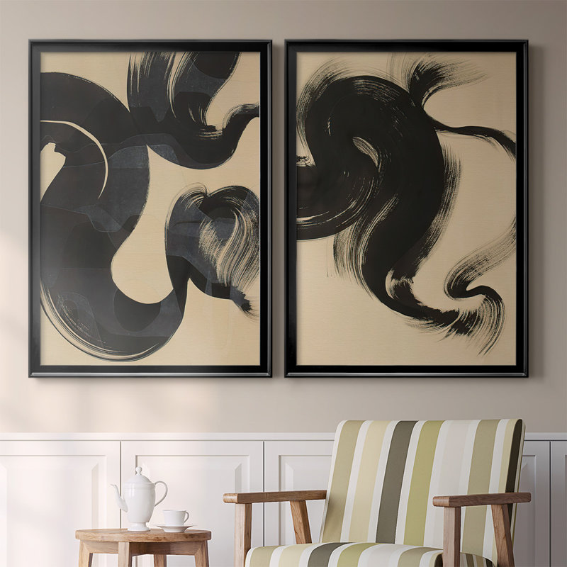 Toile encadrée de qualité supérieure «Sea change I» - prête à être accrochée, Noir, H 36,5 po x l 53 po x P 1,25 po