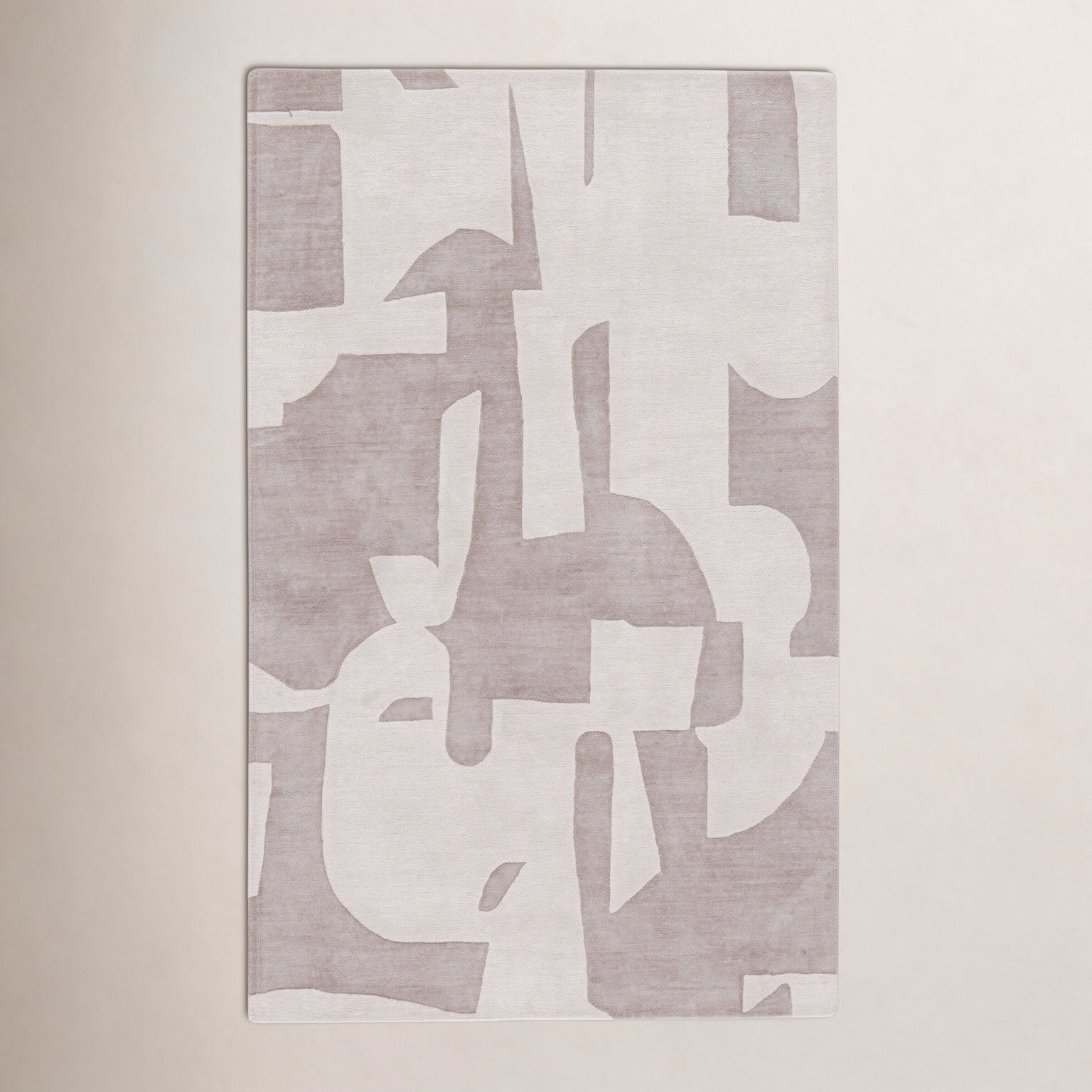 Taupe Cream Hand-Woven Abstract Rug, Rectangle 6' x 9'
