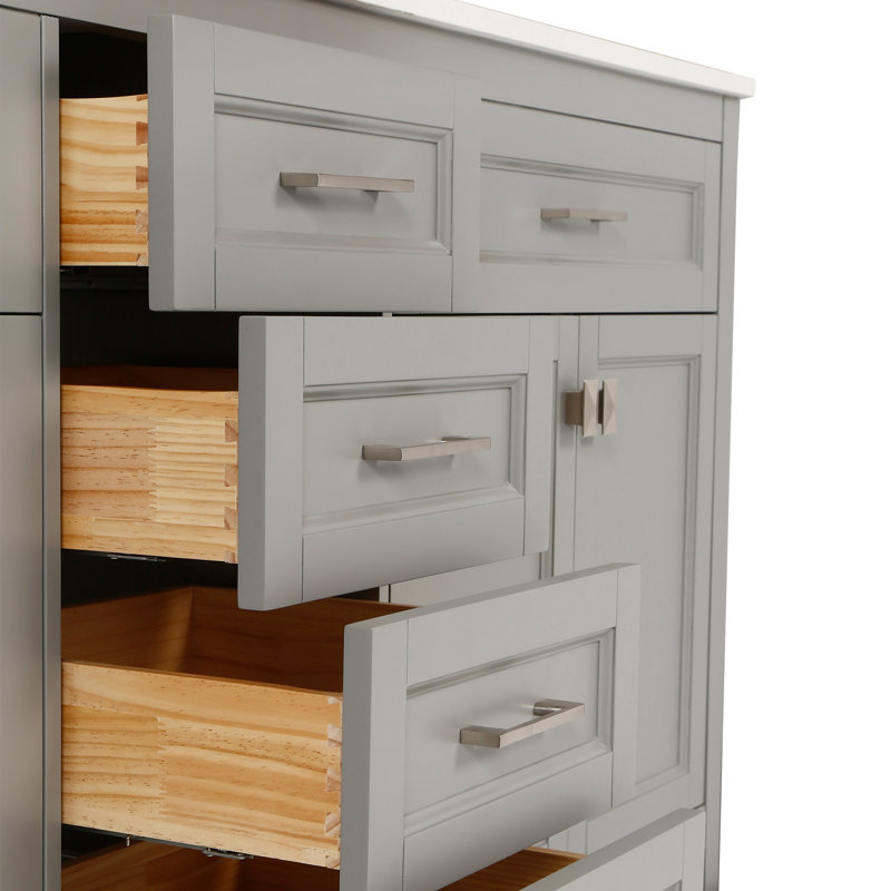 72'' Double Bathroom Vanity with Marble Top, Grey