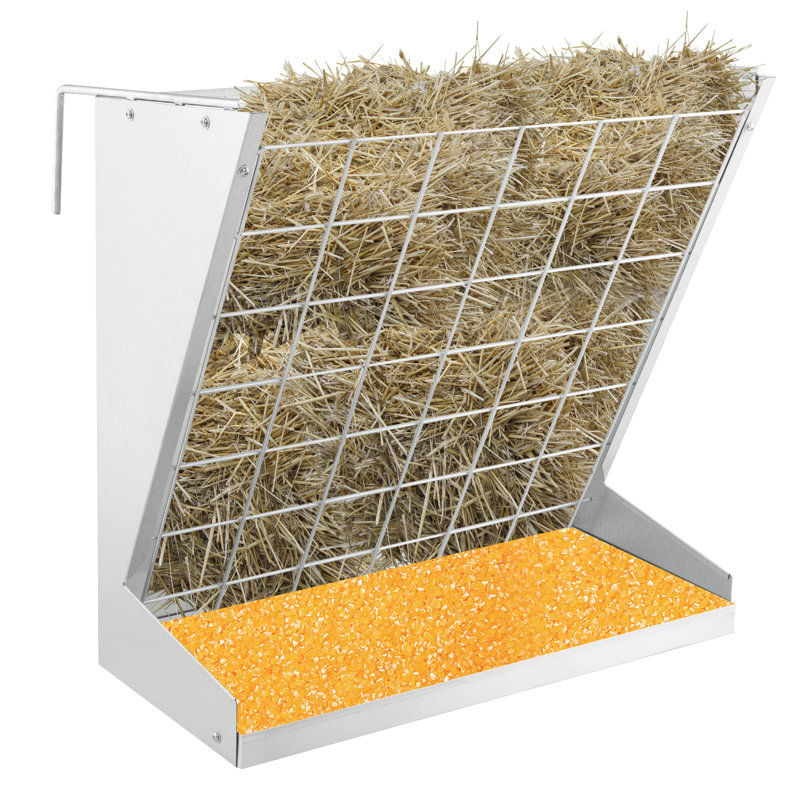 Sheep Wall-Mounted Hay Rack 2-In-1 Hay&Grain Feeder Handing Livestock Feeder