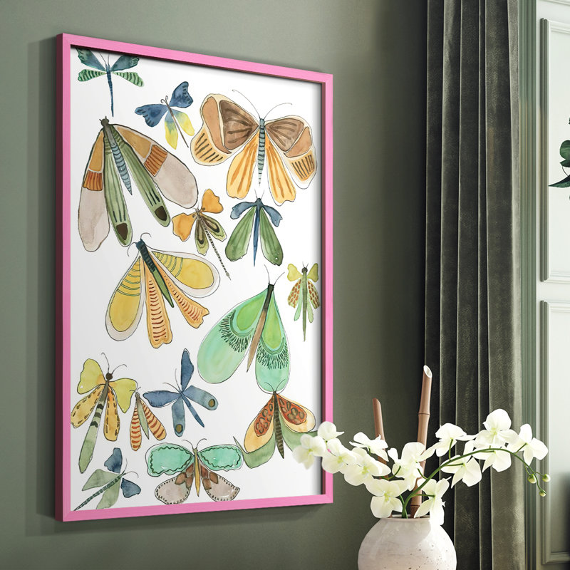 Wings Galore II, reproduction encadrée - bois massif, Rose, H 10 po x l 8 po