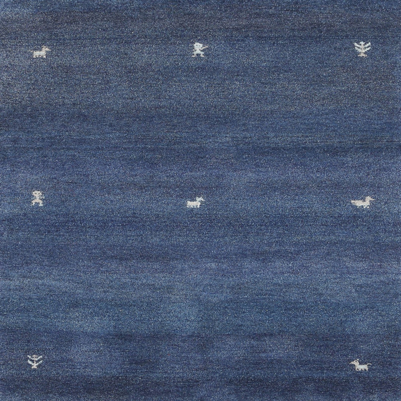 Tapis de zone bleu contemporain, Carré 3 pi