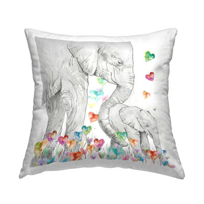 Conception de coussin décoratif champ de cœurs éléphants par Carol Robinson