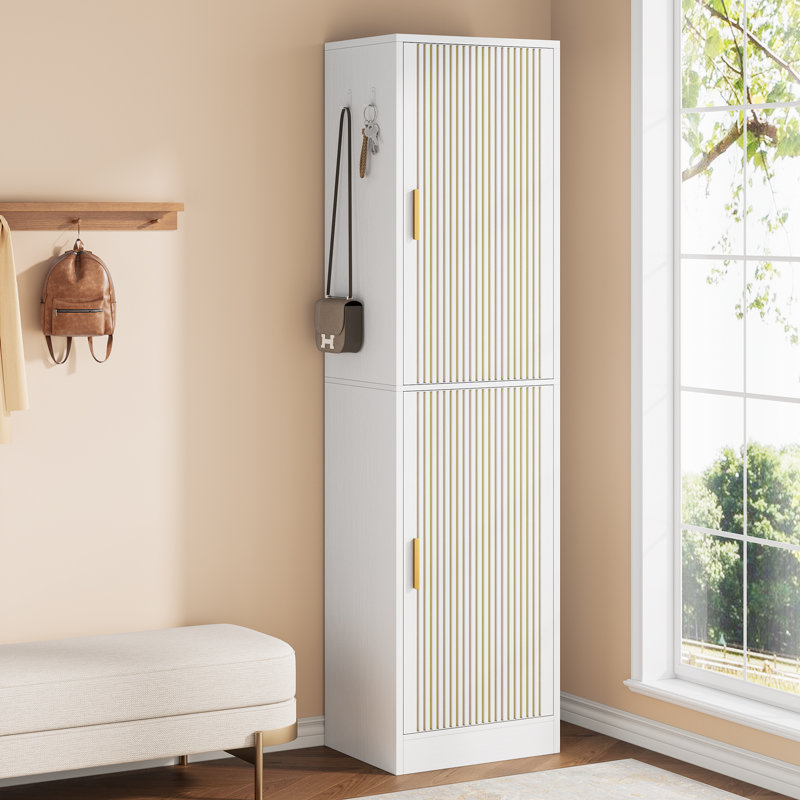Armoire de rangement pour chaussures 71,06 pouces avec tablettes réglables, Bois blanc