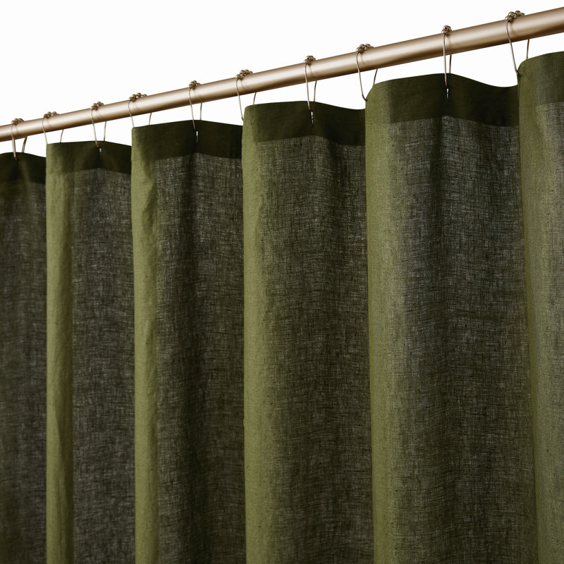  Rideau de douche en lin, Vert mousse
