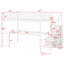 Structure de lit mezzanine en métal avec bureau en L, garde-robe, ports de charge à DEL et USB