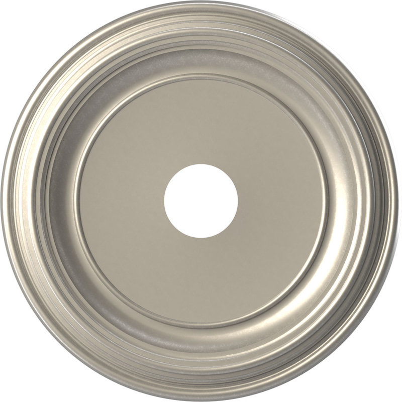 Traditional Traditional Thermoformed PVC Ceiling Medallion, 13" H x 13" W x 1.25" D, Bright Coat Aluminum