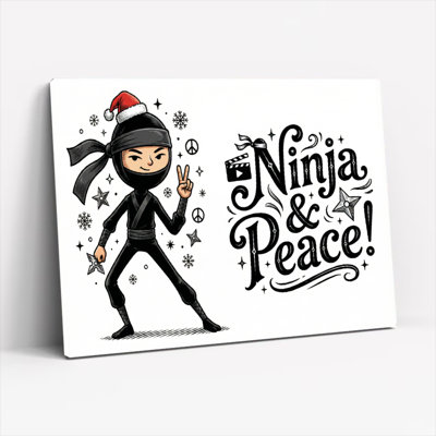Ninja Christmas Peace Holiday, reproduction d'art sur toile tendue sur toile, ensemble de 1
