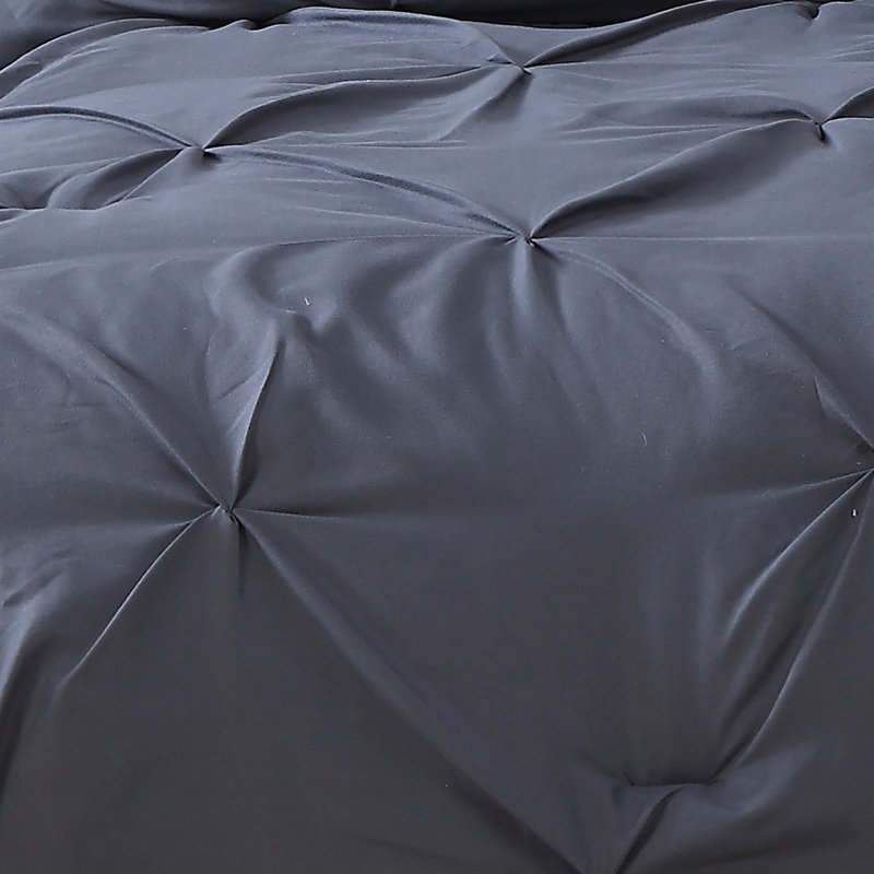 Ensemble d’édredon réversible, Édredon très grand, 2 taies décoratives et cous, Anthracite
