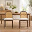 Chaise de salle à manger Mid-Century arquée avec dossier en canne et assise en chenille, beige (ensemble de 2)-714747173
