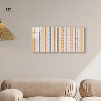 Lora and Laura Weave Acrylic Print Modern Wall Art Set by Art Remedy, Ready to Hang, 12 x 12