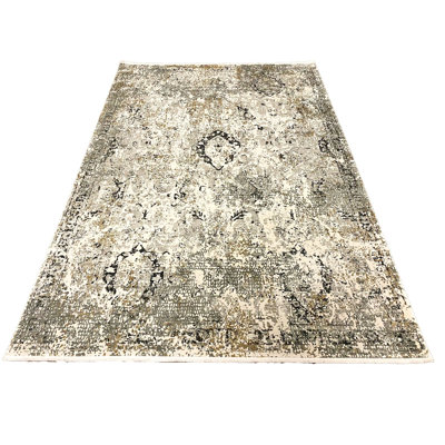 7x10 Gold and Gray Turkish Antep Rug