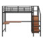 Lit mezzanine en métal avec bureau et grille en métal, avec garde-robe