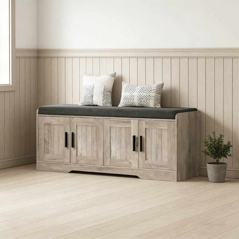 Banc de rangement moderne avec siège rembourré
