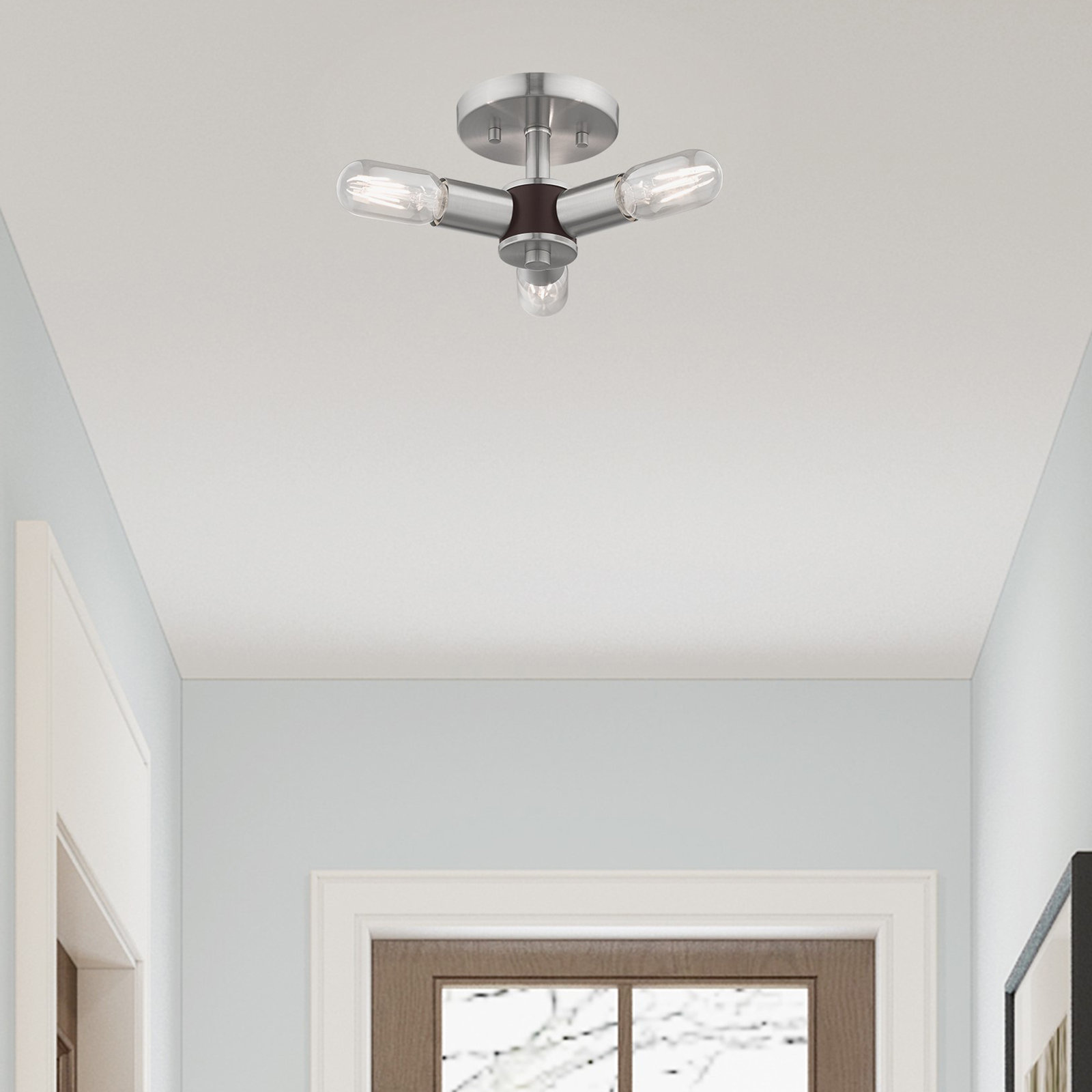 Martella 3-Light Semi Flush Mount, Brushed Nickel