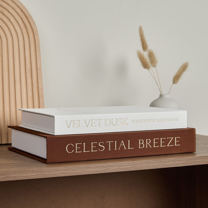 Lot de 4 boîtes de rangement magnétiques en lin pour livres – Organiseur décoratif – Carton gris résistant, accents blanc café, gain de place pour le salon, les étagères et le bureau – Lot de 2 (café et blanc cassé)