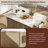 55.5" Fluted Kitchen Island With 2 Drop Leaf, Storage Cart With Power Outlet, 4 Doors, Spice Rack, Rolling Island Table With Faux Marble Top For Kitchen And Dining Room, Natural | Gift Idea-1294744695