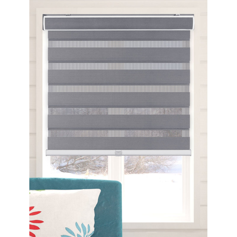 Gray Cordless Sheer Fabric Roller Shade 32.5"W x 60"H