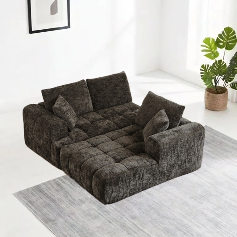 Chennova Boneless Modern Chenille Sectional Sofa with Tufted Design and Pocket Spring Structure, Right Hand Facing