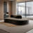 Modern Flannel Curved Reversible Seat Solid Wood Frame Reception Sofa-933711606