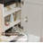 Farmhouse Vanity Desk with Touch Screen LED Mirror, 47" Big Make Up Table with 6 Drawers, Glass Top, Charging Station-580875486