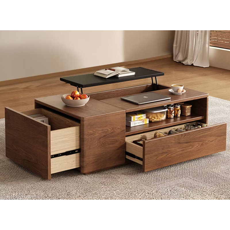 Élégant ensemble de salon en noyer avec table basse et console télé assortie