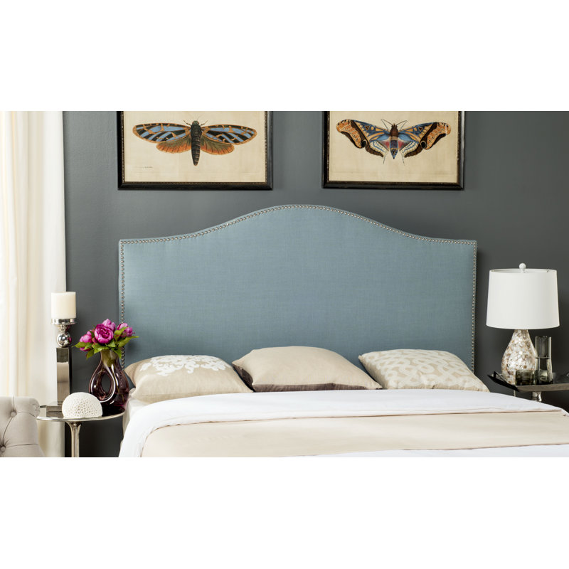 Upholstered Headboard, Queen, Polyester Sky Blue