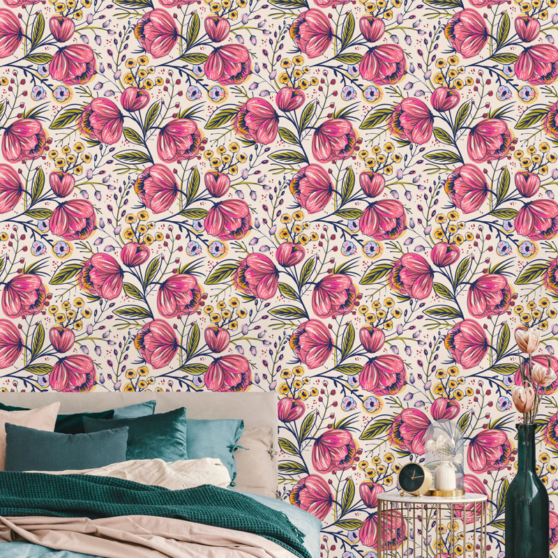 Rouleau de papier peint Pontiac Poppy Flowers, L 16,67 po x l 25 po