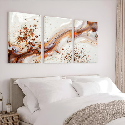 Abstract Fluid Art Canvas Wrapped Wall Art Set Of 3 For Living Room Bedroom Home Decor