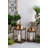 S/2 Brown Wooden Lanterns With Clear Glass Panels And Gold Metal Dome Accents, L:14X14x28.5"  S:11X11x23"